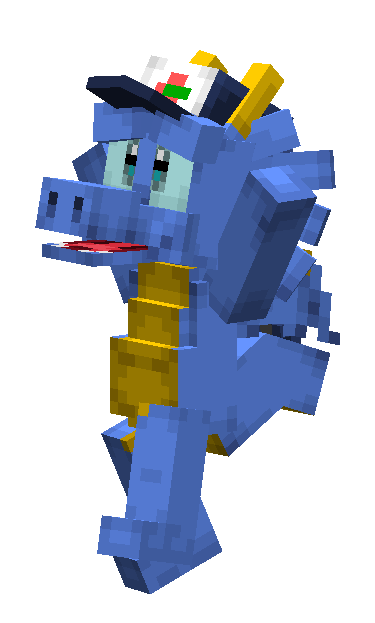 A model of Dragonick made from pixellated cubes, Minecraft-style.